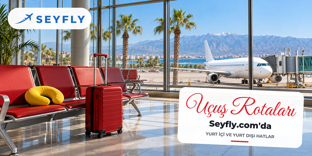 Antalya Havalimanı'nın palmiye manzaralı aydınlık bekleme salonu