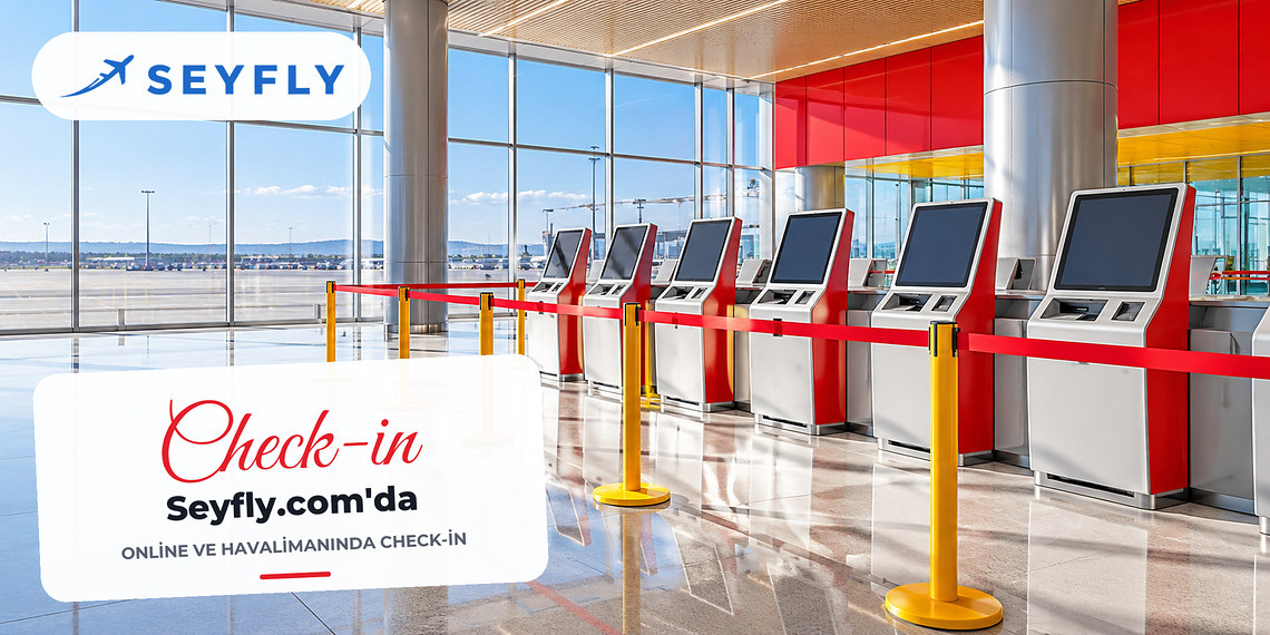 Boş havalimanı self check-in kioskları ve sıra bantları