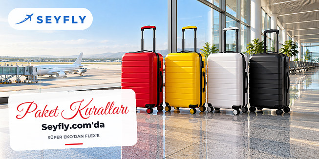 Terminal zemininde dört farklı renkte kabin çantası