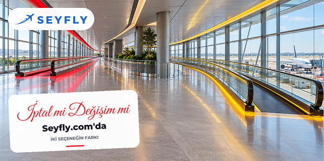 Havalimanı koridorunda iki yöne ayrılan yürüyen bantlar