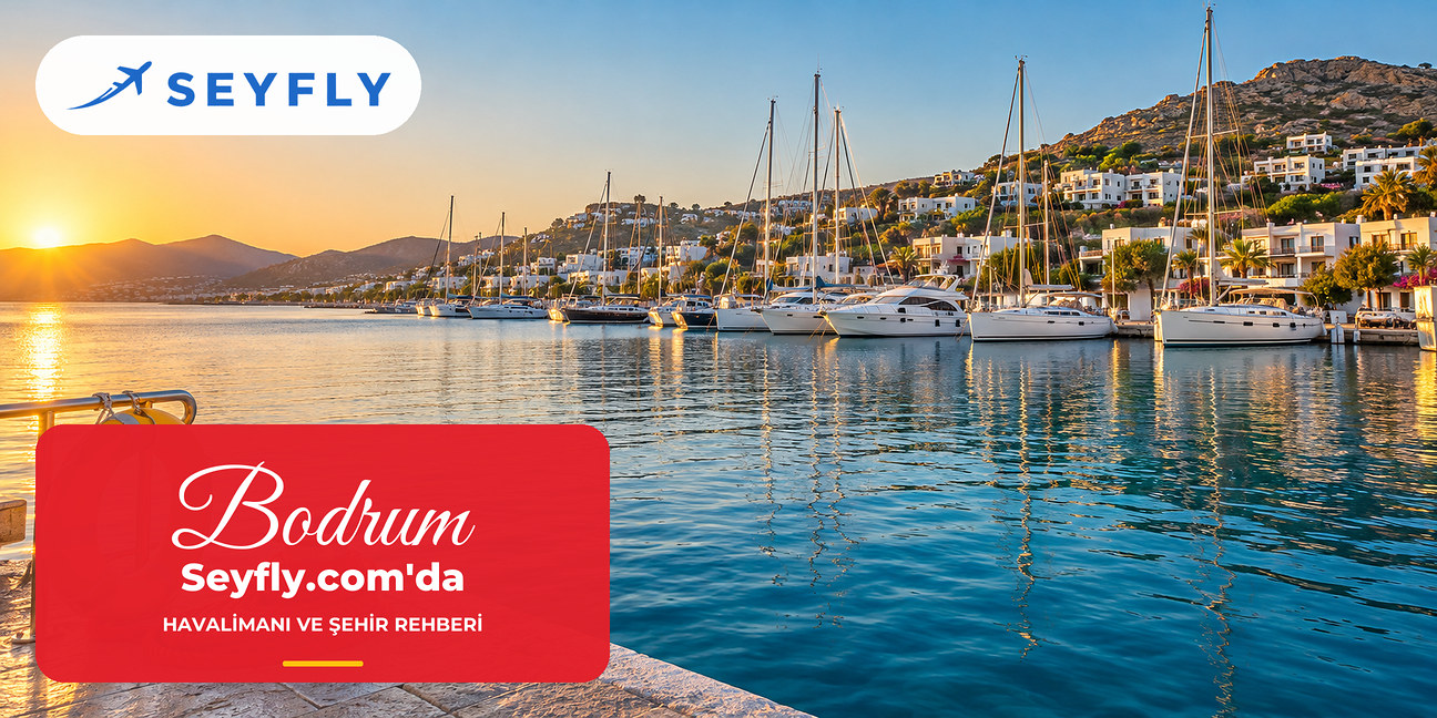 Yalıkavak marinası, beyaz yelkenliler ve yamaçtaki evler