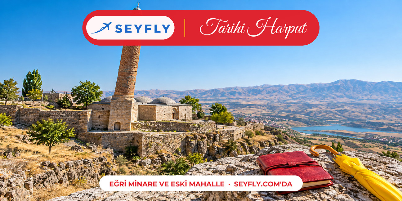 Harput Ulu Camii'nin tuğladan yapılmış eğik minaresi