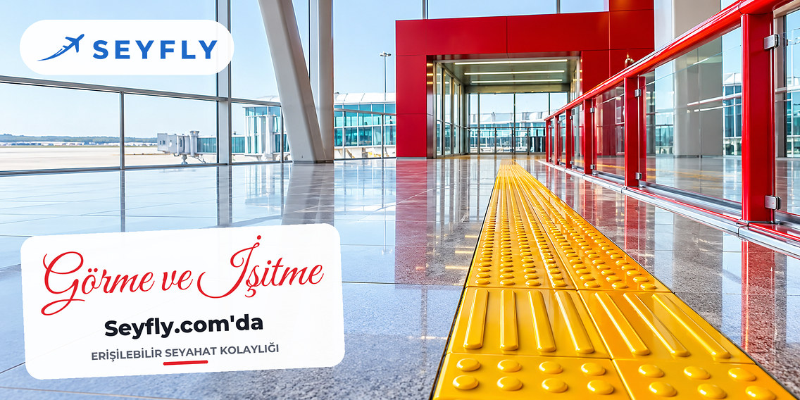 Terminal zemininde sarı kabartmalı yönlendirme yolu
