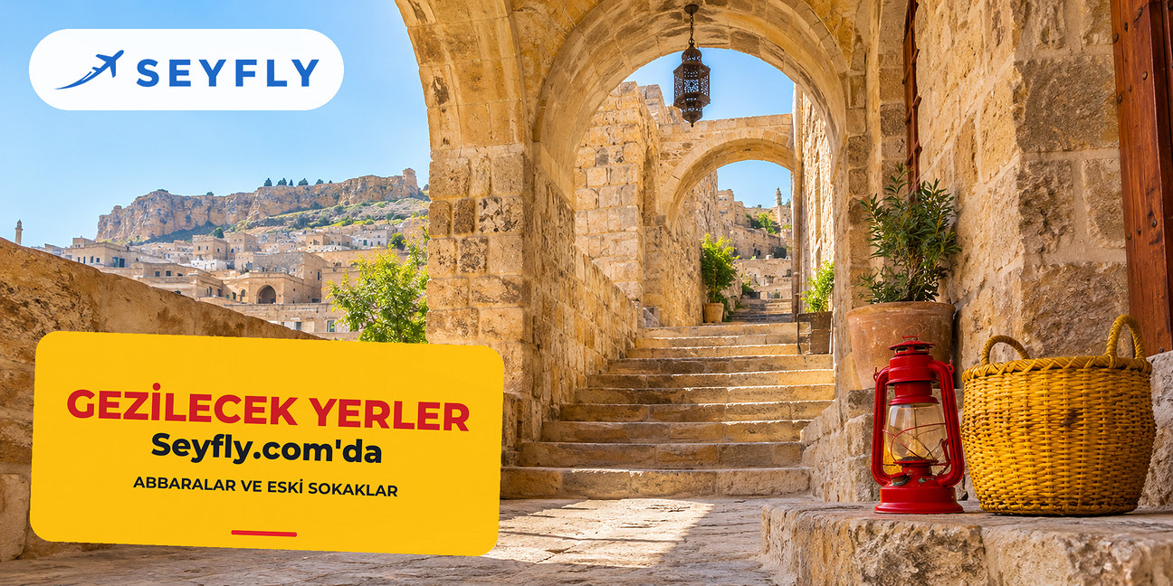 Güneş ışığı süzülen eski Mardin'de taş tonozlu abbara