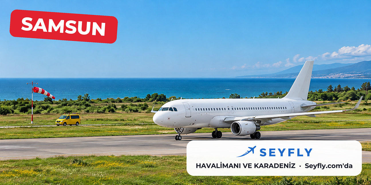 Karadeniz kıyısında yeşil ovadaki Çarşamba Havalimanı