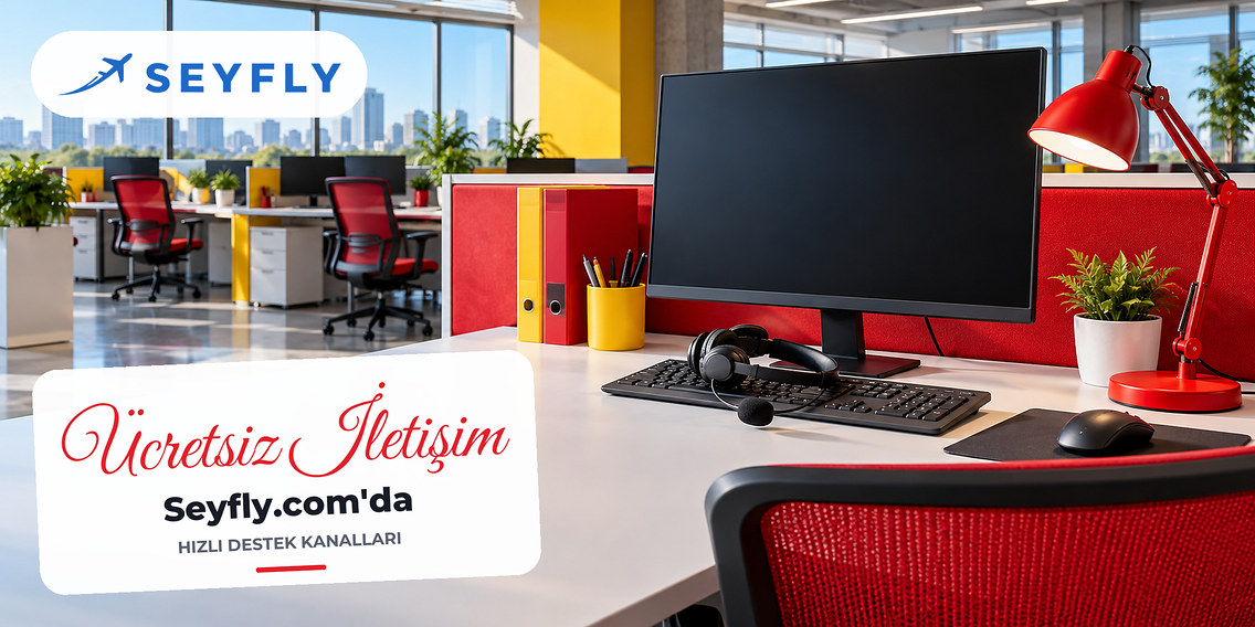 Boş ofiste klavye üzerinde kulaklık ve boş monitör