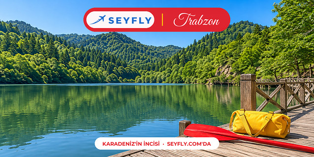 Ormanla çevrili Sera Gölü ve göl üstündeki ahşap iskele