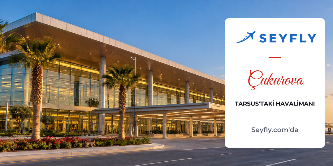 Çukurova Uluslararası Havalimanı'nın kara tarafındaki geniş terminal cephesi