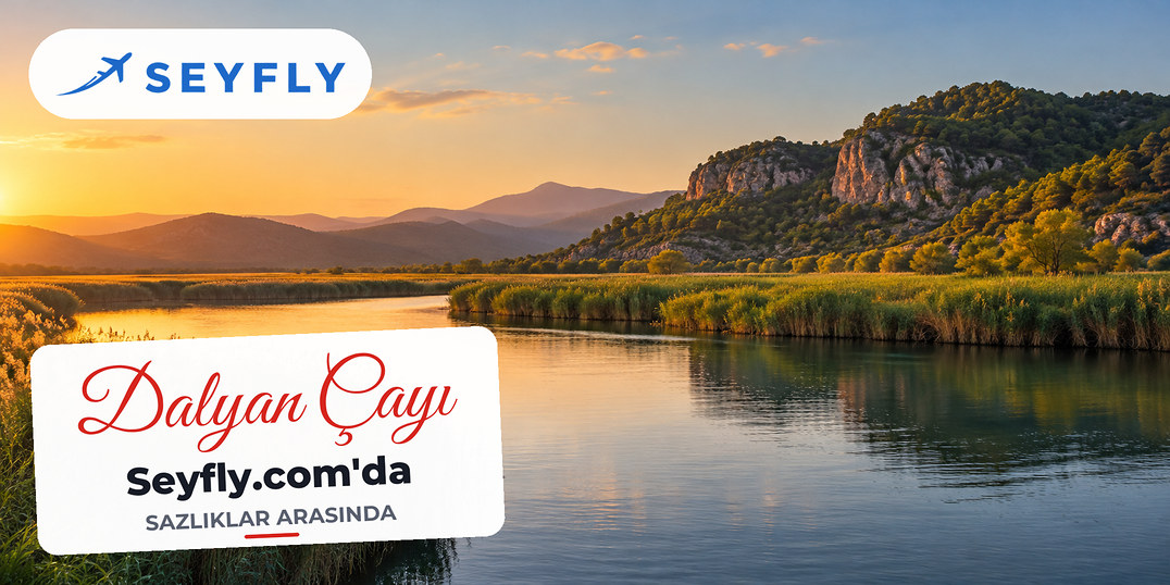 Dalyan Çayı'nın sazlıklar arasında kıvrılarak akan sakin suları
