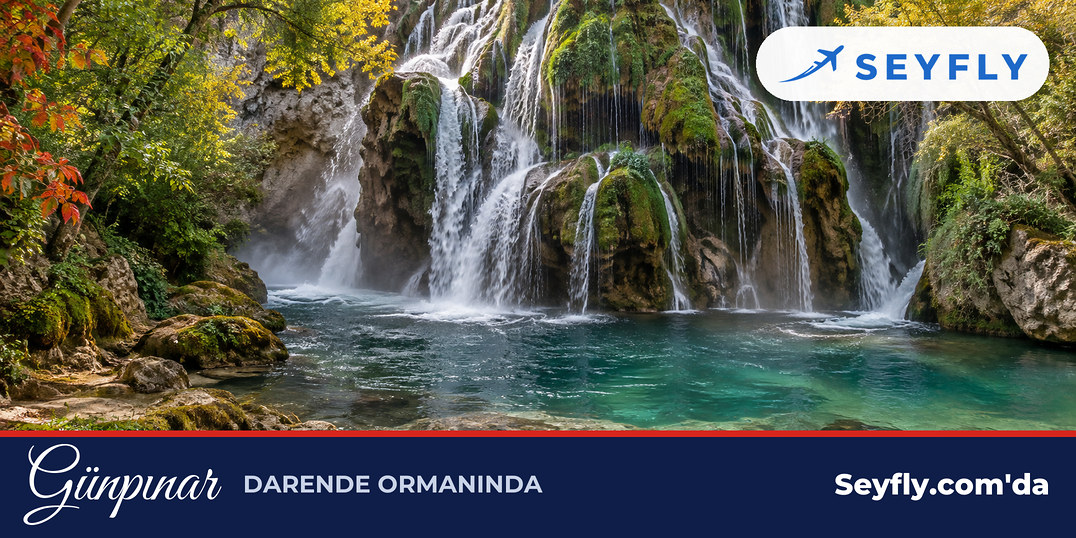 Darende yakınında ormanlık alanda kayalardan dökülen Günpınar Şelalesi