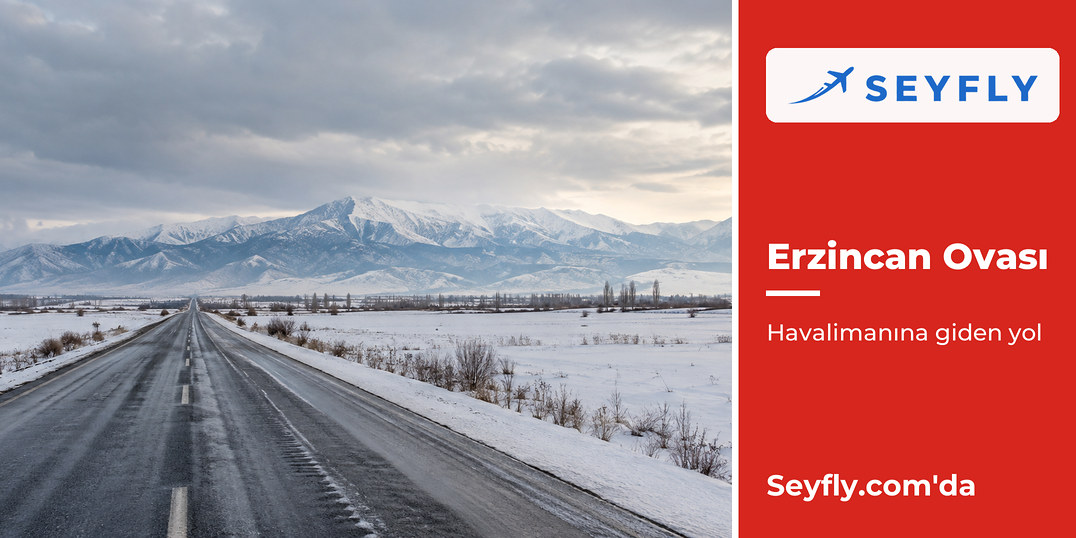Erzincan ovasında karlı dağlara doğru uzanan düz yol