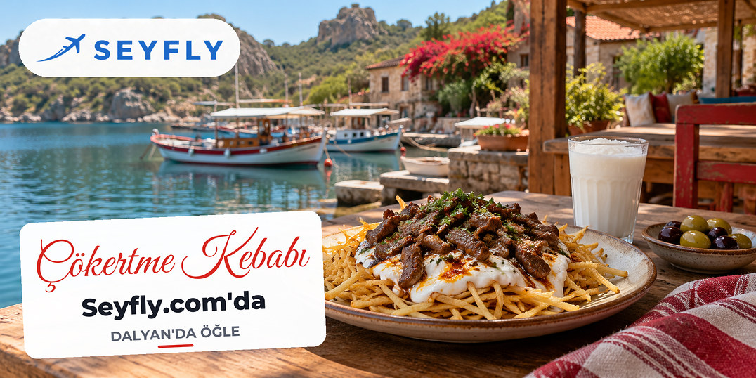 Kibrit patates ve yoğurt üzerinde sote etle hazırlanmış çökertme kebabı