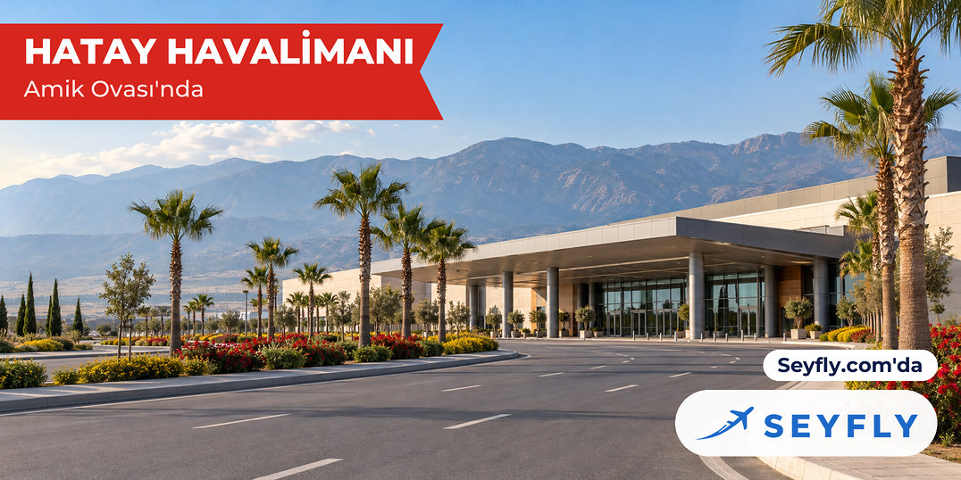 Amik Ovası'ndaki Hatay Havalimanı terminalinin kara tarafından görünümü