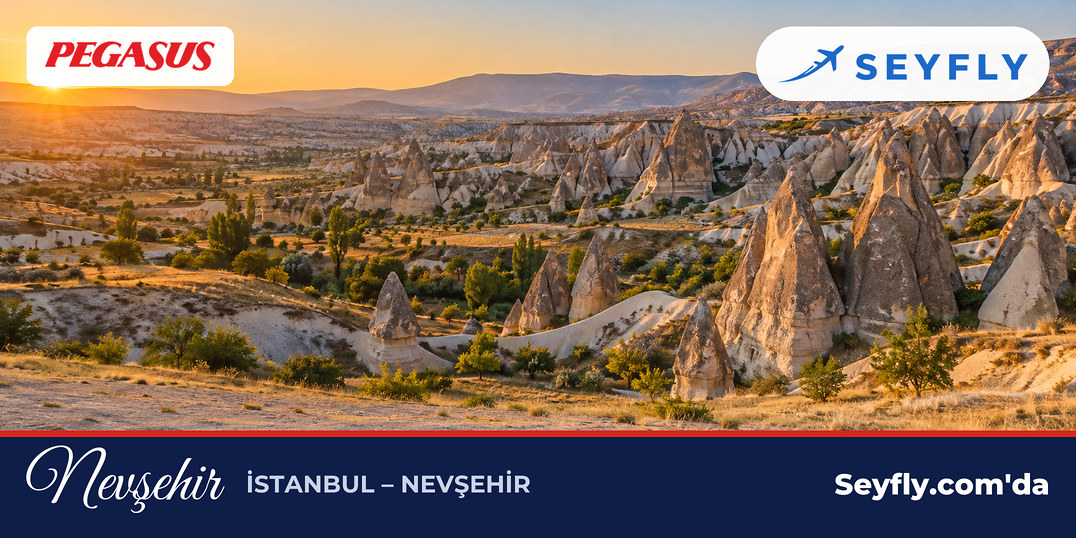 Sabah ışığında Kapadokya vadisinde kümelenmiş peri bacaları ve yumuşak tüf kayalar