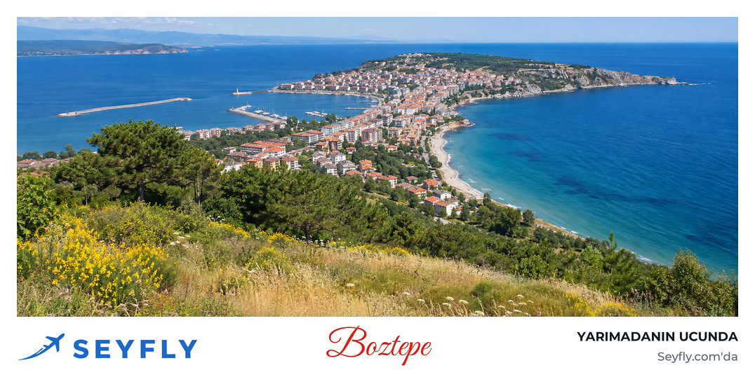 Boztepe'den Sinop yarımadasına ve iki yanındaki denize bakış