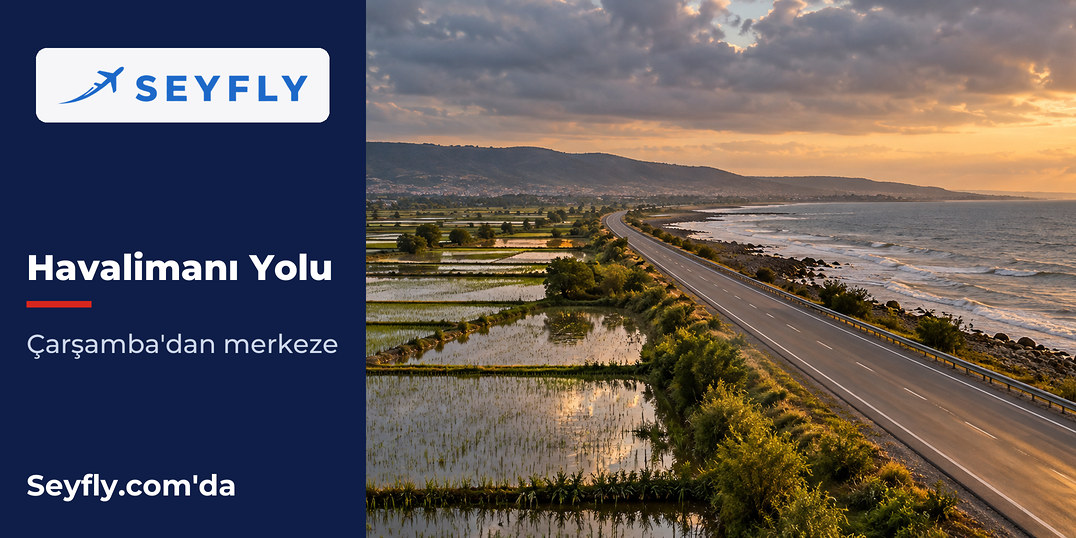 Karadeniz kıyısında düz ovadan geçen yol ve çeltik tarlaları