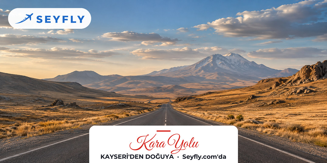 Kayseri'den doğuya uzanan bozkırın ortasında boş bir kara yolu