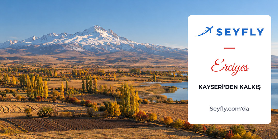 Kayseri ovası üzerinde yükselen karlı Erciyes Dağı