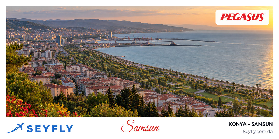 Amisos Tepesi'nden bakınca Karadeniz kıyısı boyunca yayılan Samsun