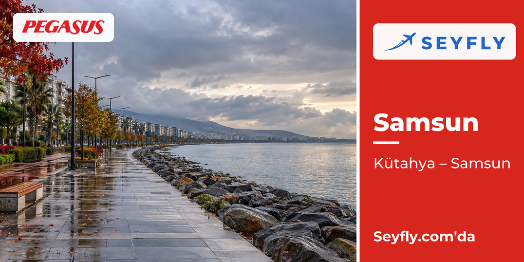 Yağmur sonrası bulutlu gökyüzü altında Samsun'un Karadeniz kıyısındaki sahil yolu