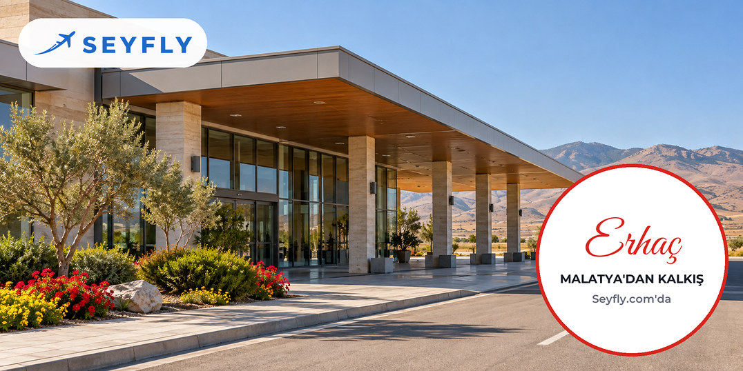 Malatya Erhaç Havalimanı'nın kara tarafındaki terminal girişi