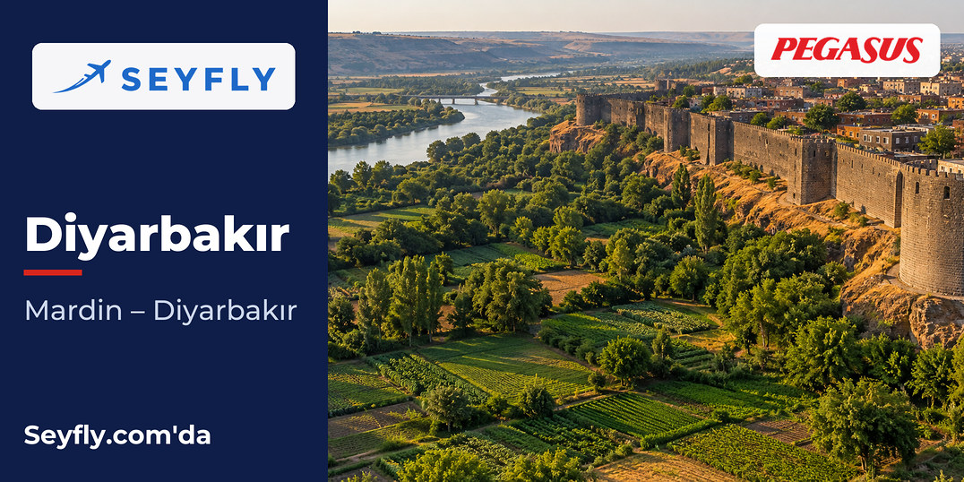 Diyarbakır'ın kara bazalt surları ve önündeki Hevsel Bahçeleri