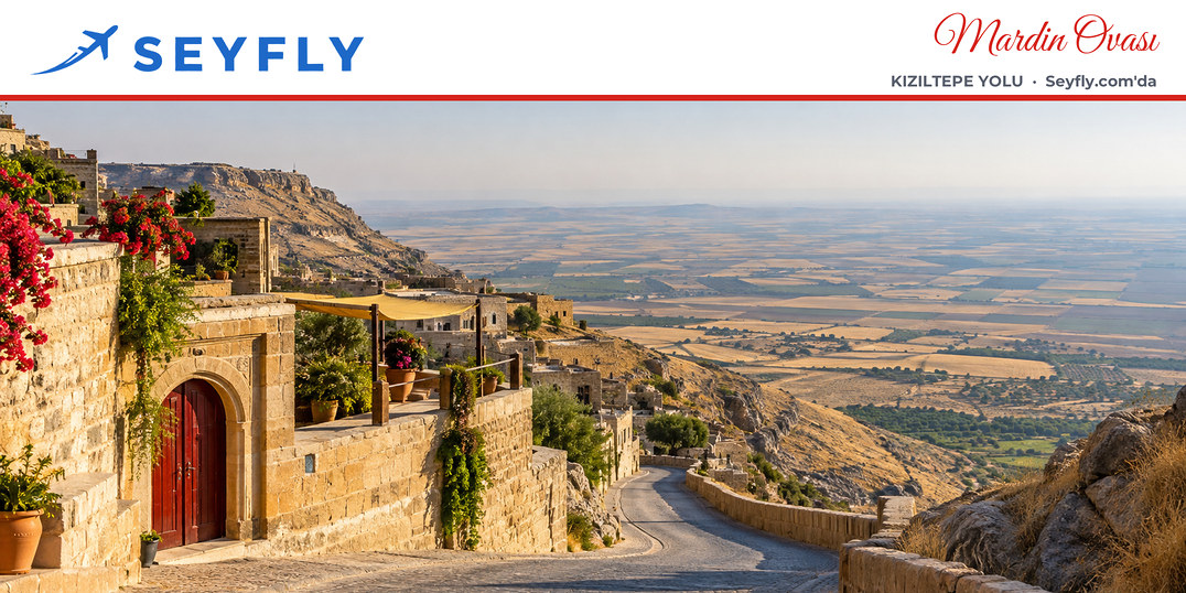 Mardin'den Kızıltepe'ye inen yol ve uzanan Mezopotamya ovası