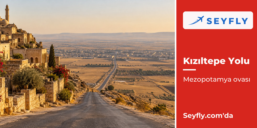Mardin'den Kızıltepe'ye doğru uzanan düz ova ve yol
