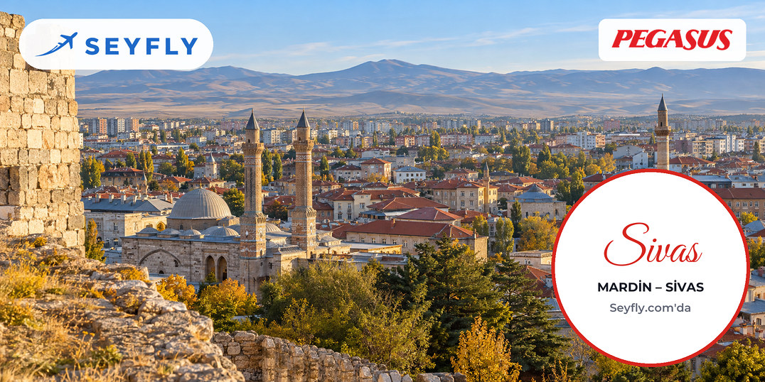 Sivas Kalesi tepesinden kent merkezi ve Selçuklu minareleri