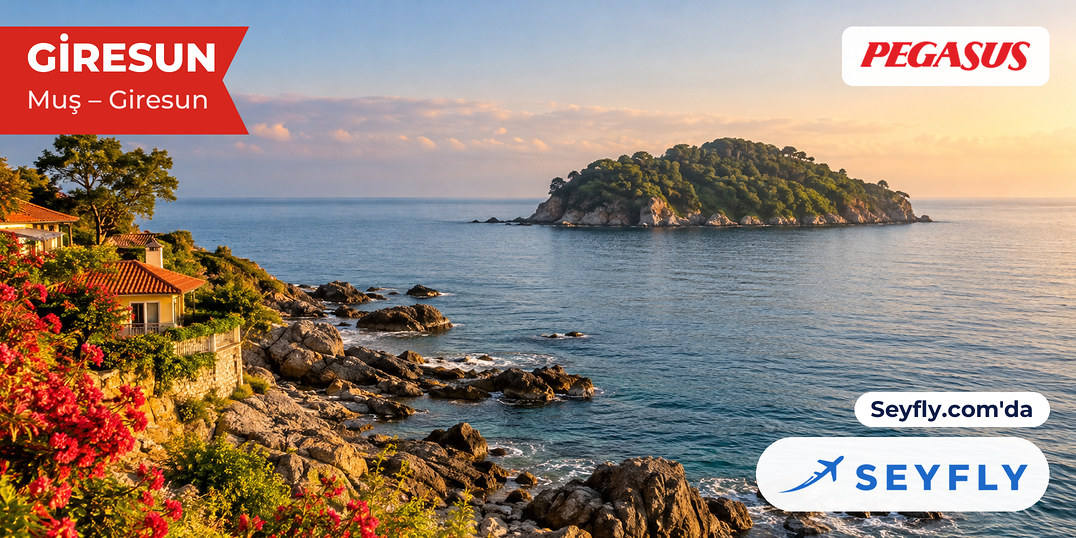 Giresun kıyısının karşısında ormanlık küçük Giresun Adası