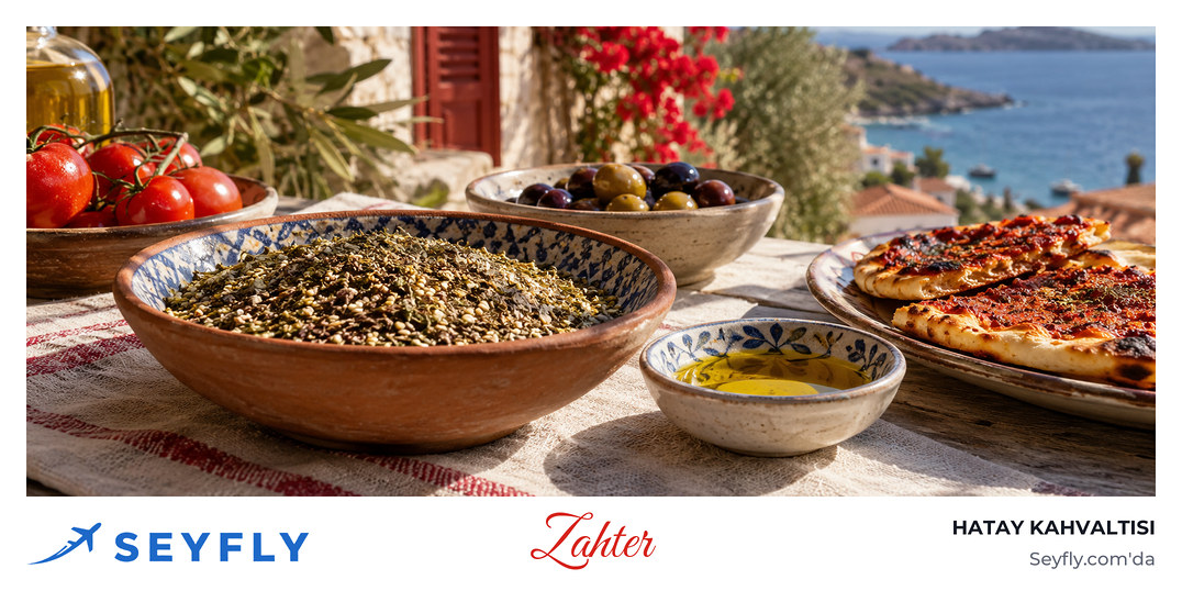 Zeytinyağı kâsesinin yanında zahter karışımı ve biberli ekmek
