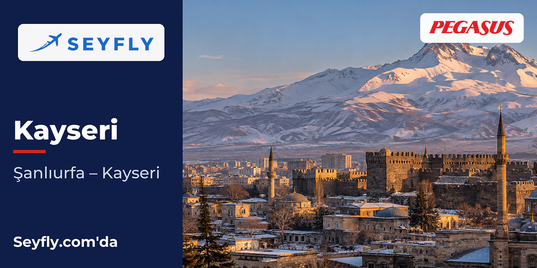 Kayseri şehri ve arkasında yükselen karlı Erciyes Dağı