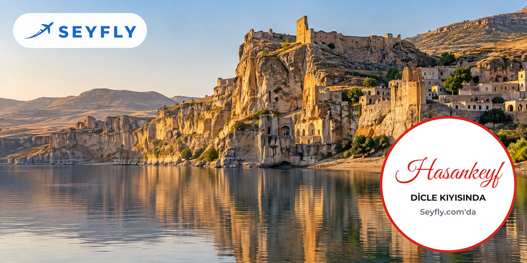 Hasankeyf Kalesi'nin kayalığı ve önünde uzanan baraj gölü