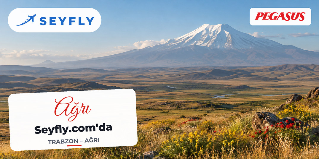 Geniş yayla düzlüğünün ardında yükselen karlı Ağrı Dağı