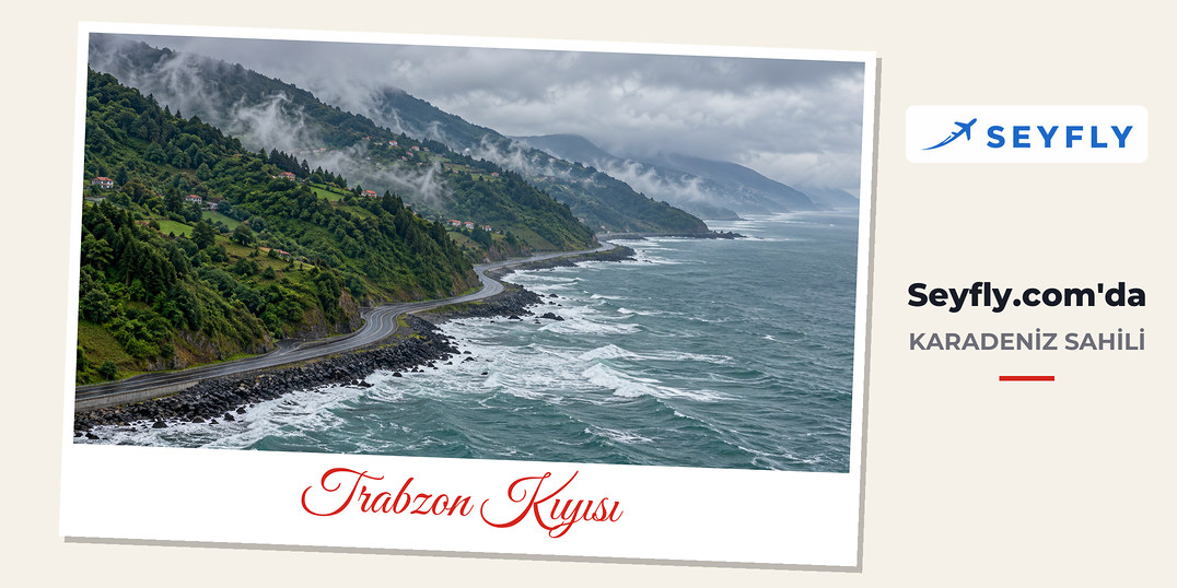 Trabzon'da yeşil yamaçların denize indiği yağmurlu Karadeniz kıyısı
