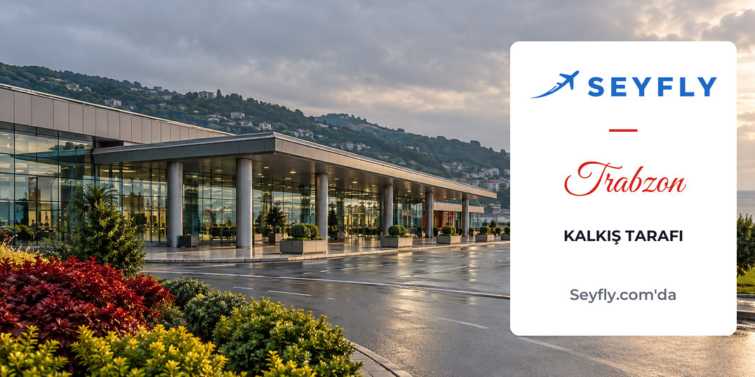 Deniz kıyısındaki Trabzon Havalimanı'nın kara tarafındaki terminal binası